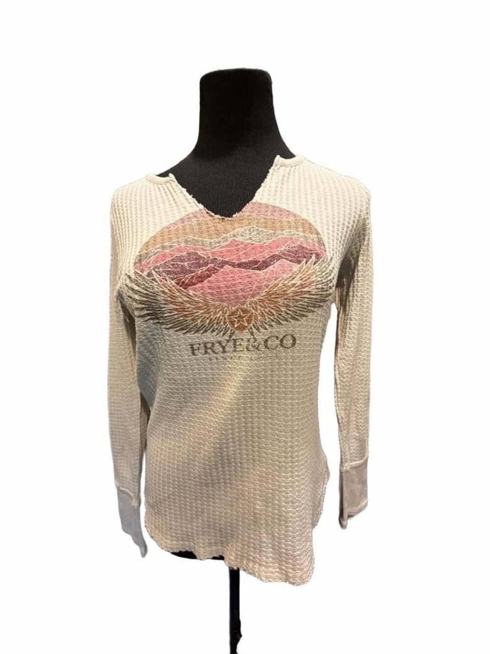 741 Frye And Co. Long Sleeve Waffle Thermal Top Size M